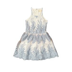 Altar'd State Formal Blue Mini Dress Size Small Lace Detail Embroidered Womens